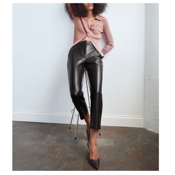 Aritzia Babaton Command Cropped Vegan Leather Trouser Pants Size 4, Spring 2022 - Picture 9 of 16